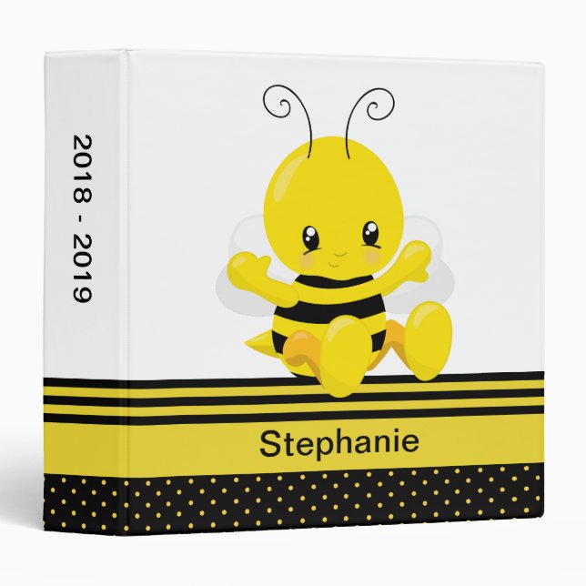 Sweet Baby Bee Custom Name 3 Ring Binder (Front/Spine)