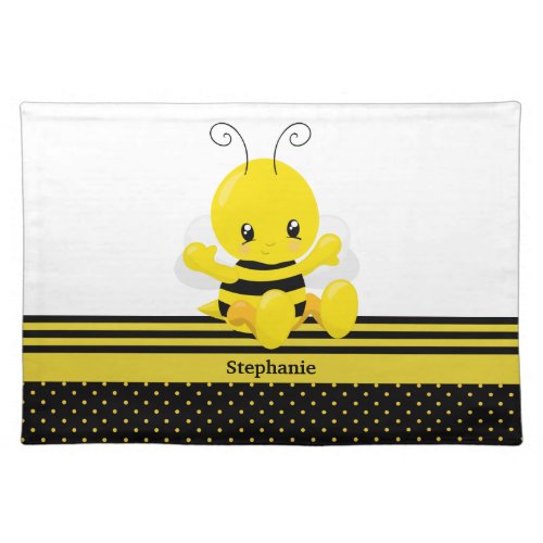 Sweet Baby Bee Custom Name Cloth Placemat