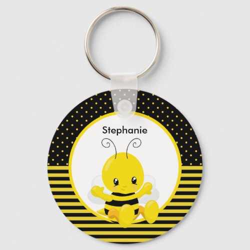 Sweet Baby Bee Custom Name Keychain