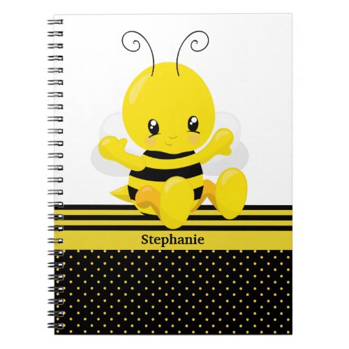 Sweet Baby Bee Custom Name Notebook