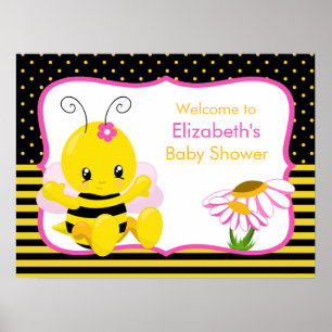 Sweet Baby Bee Girl Baby Shower Poster