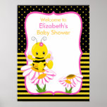 Sweet Baby Bee Girl Baby Shower Poster at Zazzle