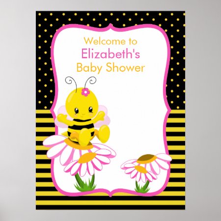 Sweet Baby Bee Girl Baby Shower Poster