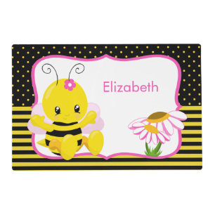 Sweet Baby Bee Girl Laminated Placemats