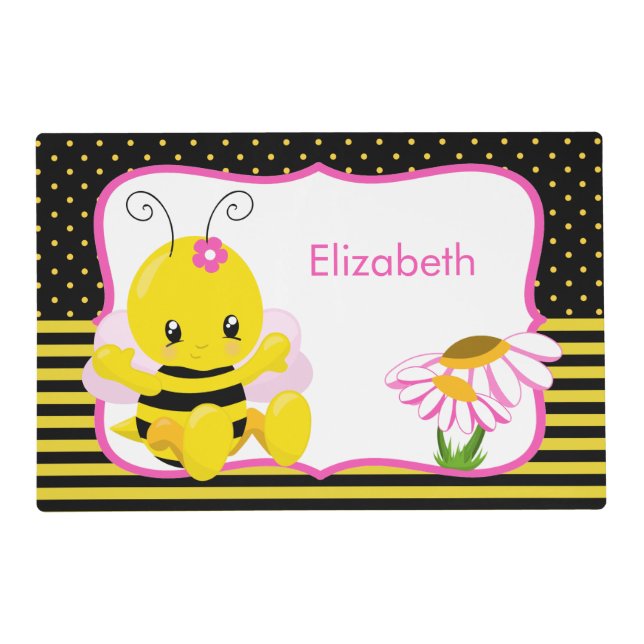 Sweet Baby Bee Girl Laminated Placemats (Front)