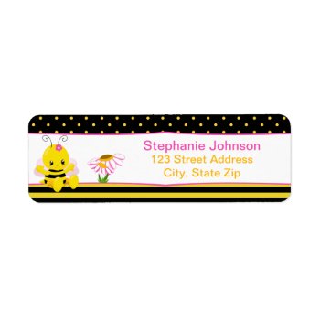 Sweet Baby Bee Girl Return Address Labels by SpecialOccasionCards at Zazzle