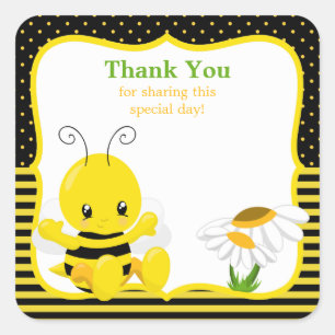Sweet Baby Bee Thank You Sticker