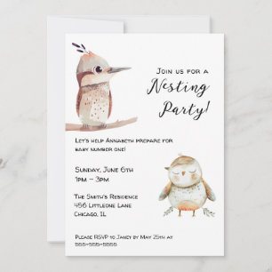 Sweet Baby Bird Gender Neutral Nesting Party Invitation