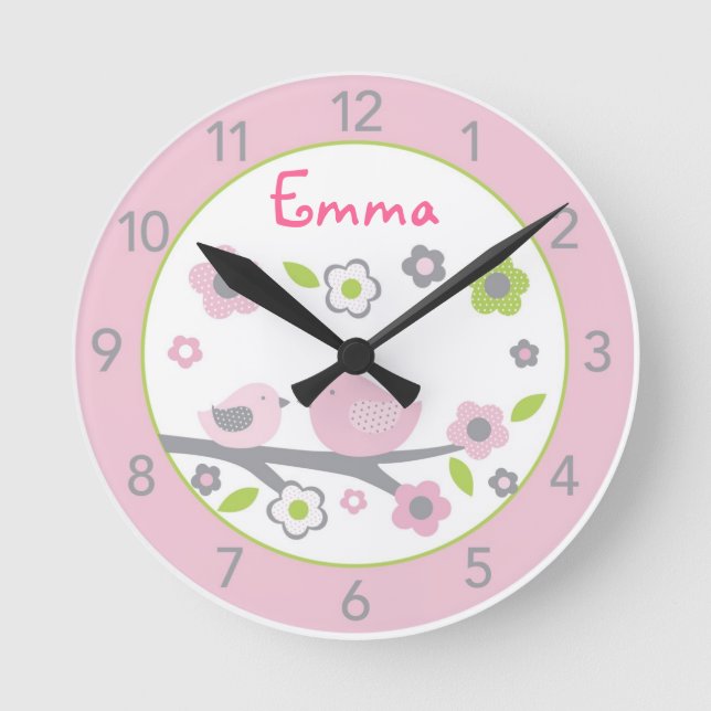 Sweet Baby Bird Personalized Nursery Wall Clock (Front)