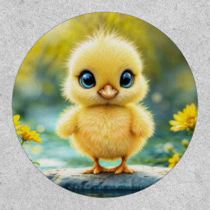 Sweet baby bird spring meadow yellow flowers patch
