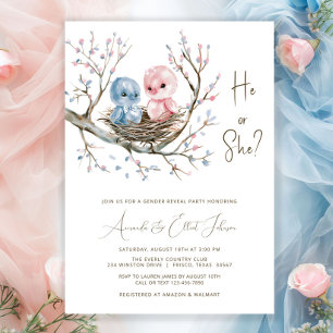 Sweet Baby Birds Gender Reveal Party Invitation