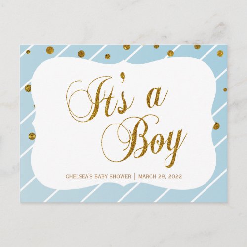 Sweet Baby Blue and Gold Confetti _ RSVP 2 Postcard