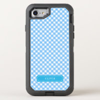 Sweet Baby Blue Gingham OtterBox Defender iPhone 8/7 Case