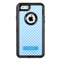 Sweet Baby Blue Gingham Personalize OtterBox Defender iPhone Case
