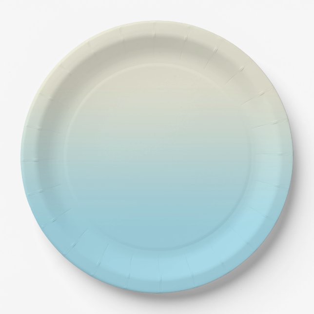 Sweet Baby Blue & Ivory Gradient Ombre    Paper Plates (Front)
