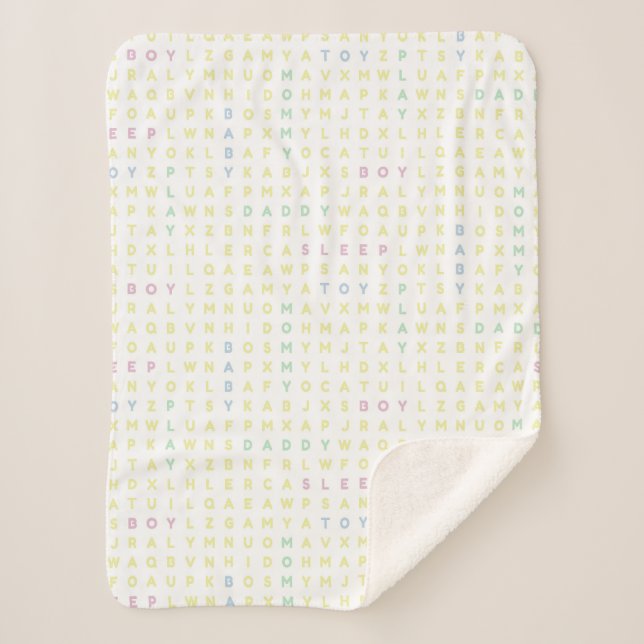 Sweet Baby Boy Alphabet ABCs Traditional Colors Sherpa Blanket (Front)