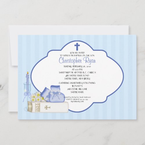 Sweet Baby Boy Baptism Inviation Custom Announcement