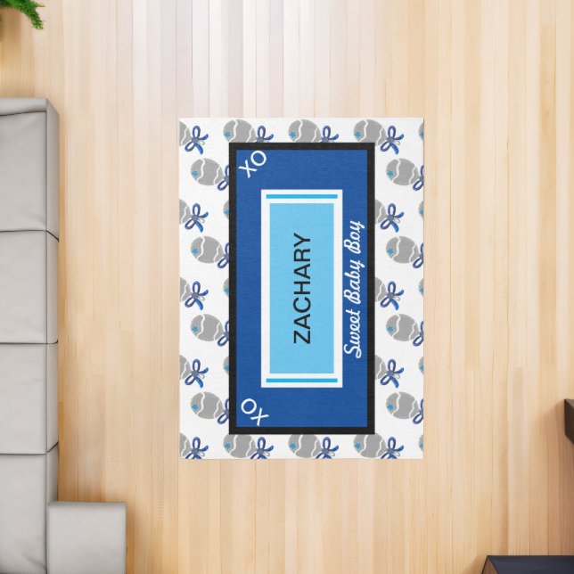 Sweet Baby Boy Blue Baby Rattle  Rug (Insitu (Indoor 2))