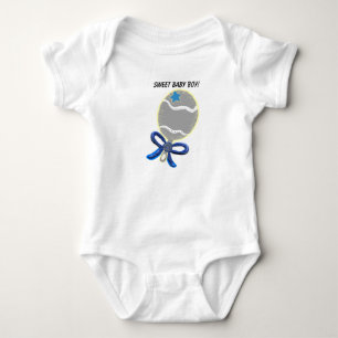 Sweet Baby Boy Blue Bow Rattle T-Shirt Bodysuit