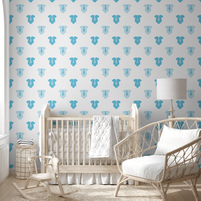 Sweet Baby Boy Blue Fashion Pattern Nursery Wallpaper (Kids)