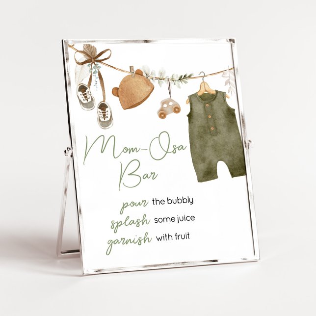 Sweet Baby Boy Boho Clothes Baby Shower MomOsa Bar Poster (Boho Clothes Sweet Baby Boy Baby Shower Mom Osa Bar Sign)