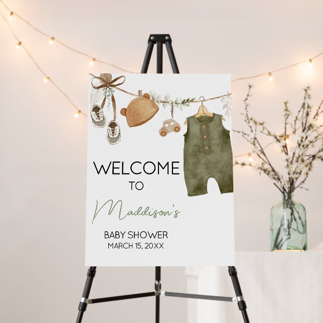 Sweet Baby Boy Boho Clothes Welcome Sign (In Situ (Stand))