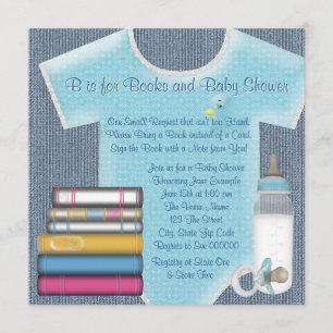 Sweet Baby Boy Bring A Book Baby Shower Invitation