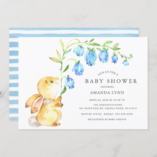Sweet Baby Boy Bunny Baby Shower Invitation