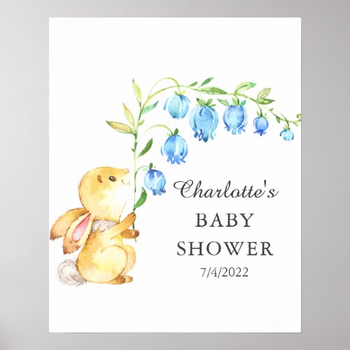 Sweet Baby Boy Bunny Baby Shower  Poster