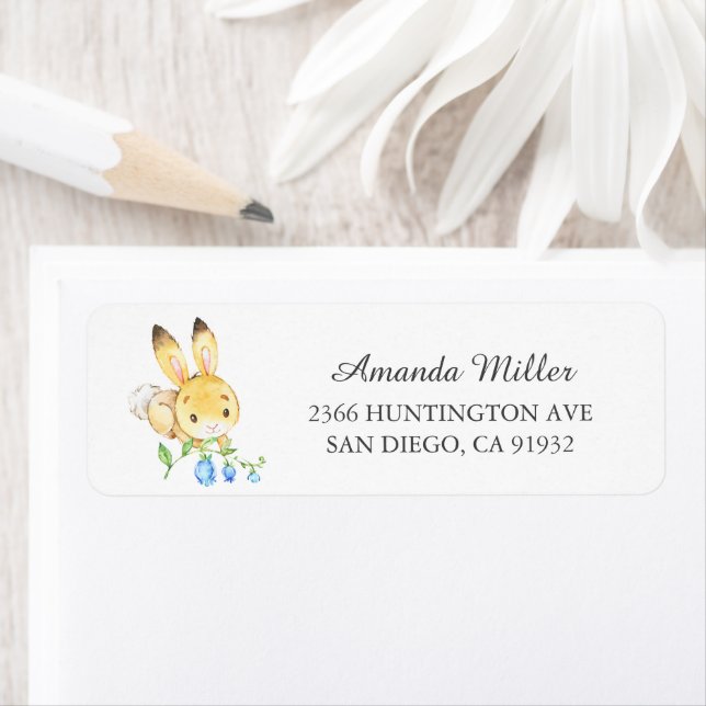 Sweet Baby Boy Bunny Return Address Label (Insitu)