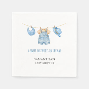 Sweet Baby Boy Clothesline Baby Shower Napkins