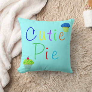 Sweet Baby Boy Cutie Pie Yellow Blue Cupcakes Throw Pillow