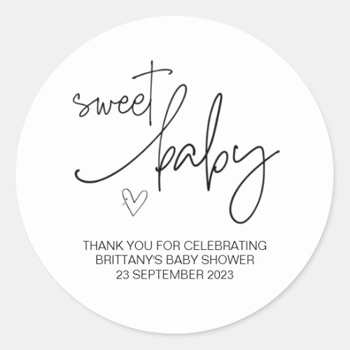 Sweet Baby Boy Girl Cute Baby Shower Party Favour  Classic Round Sticker