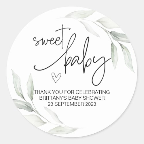 Sweet Baby Boy Girl Cute Baby Shower Party Favour  Classic Round Sticker