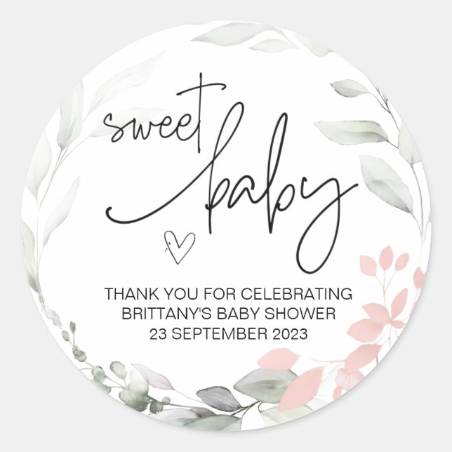 Sweet Baby Boy Girl Cute Baby Shower Party Favour  Classic Round Sticker (Front)