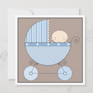 Sweet Baby Boy in Carriage Baby Shower Invitation