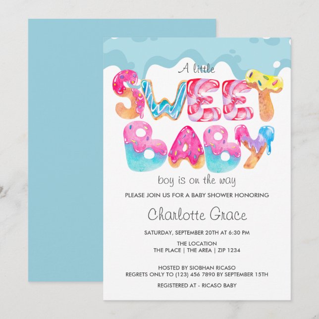 Sweet Baby Boy Is On The Way Invitation (Front/Back)