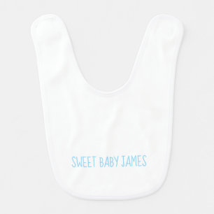 Sweet Baby Boy NAME Blue White Modern Fun Baby Bib