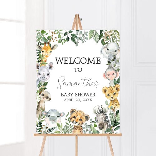 Sweet Baby Boy Safari Baby Shower Welcome Poster