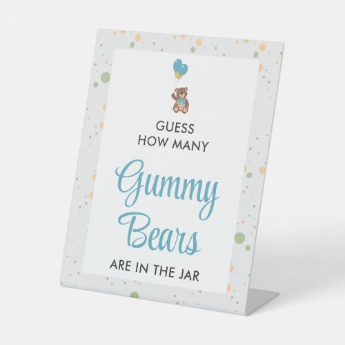 Sweet Baby Boy Shower Gummy Bear Guessing Game Pedestal Sign