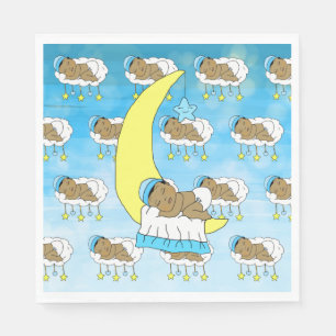 Sweet Baby boy Sleeping on Moon Ethnic Napkins