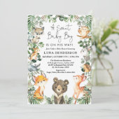 Sweet Baby Boy Woodland Forest Animals Baby Shower Invitation (Standing Front)