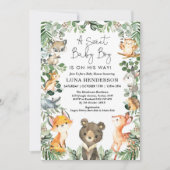 Sweet Baby Boy Woodland Forest Animals Baby Shower Invitation (Front)