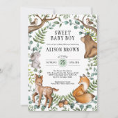 Sweet Baby Boy Woodland Forest Animals Shower Invitation (Front)