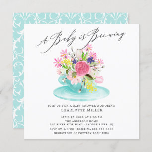 Sweet Baby Brewing Floral Baby Tea Invitation