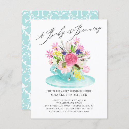 Sweet Baby Brewing Floral Baby Tea Invitation