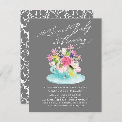 Sweet Baby Brewing Floral Baby Tea Invitation