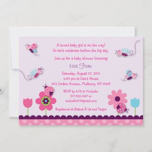 Sweet Baby Bug Baby Shower Invitations