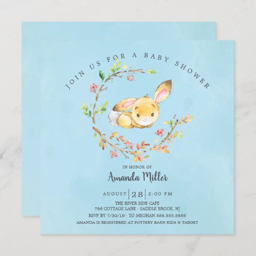 Sweet Baby Bunny Baby Shower Invitation