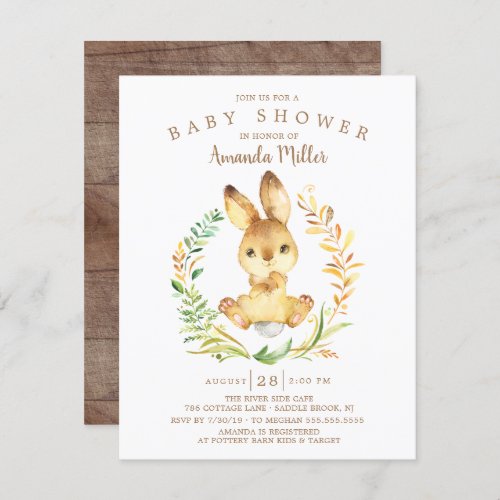 Sweet Baby Bunny Baby Shower Invitation